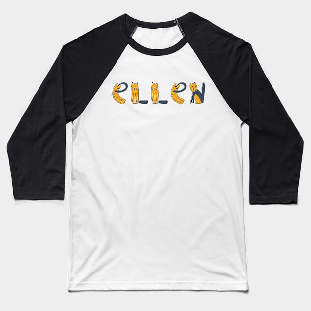 Ellen | Girl Name | Cat Lover | Cat Illustration Baseball T-Shirt by LisaLiza